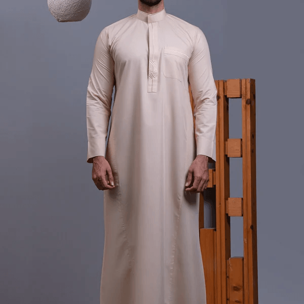 Light Beige Embroidered Thobe
