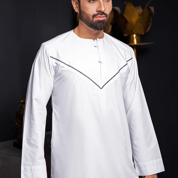 White Emarati Embroidered Thobe