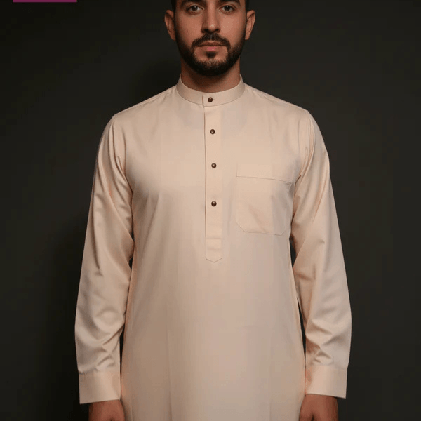 Light Beige Plain Saudi Thobe