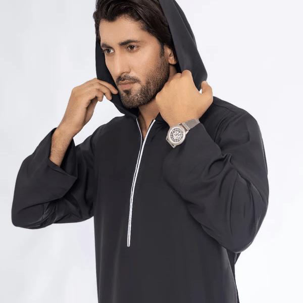 Black Hoody Thobe - alternate