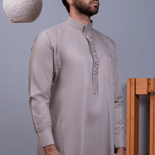 Grey Embroidered Thobe - alternate