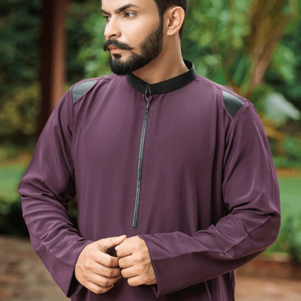 Purple Embroidered Saudi Thobe
