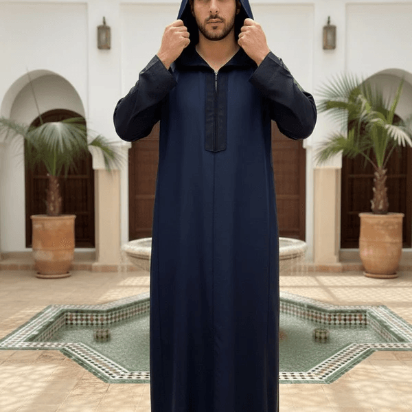 Navy Blue Hoody Thobe - alternate