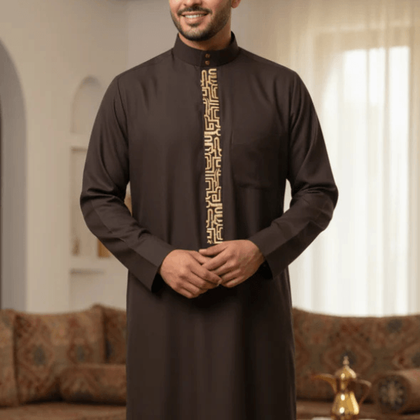 Brown Embroidered Designer Thobe