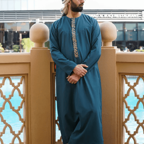 Sea Green Embroidered Emirati Thobe