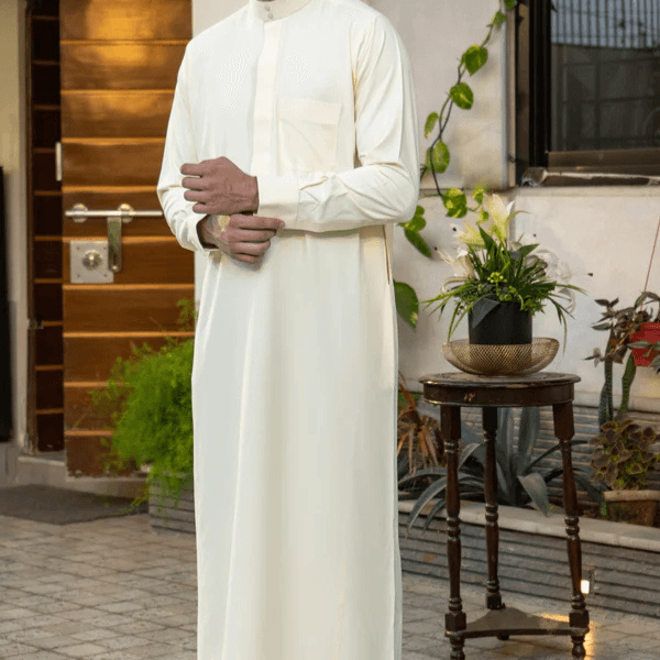 Plain Off White Saudi Thobes - alternate