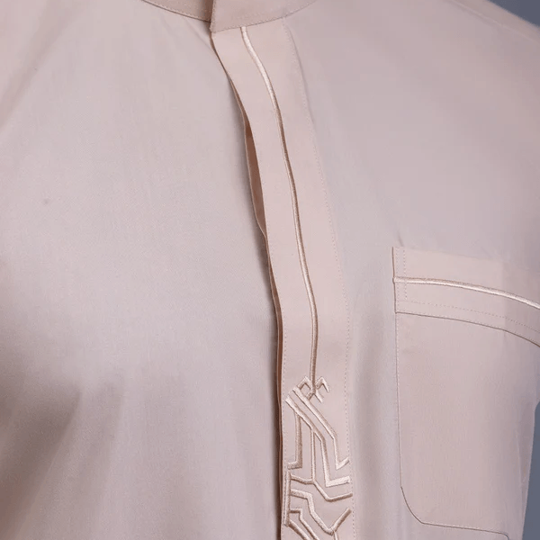 Light Beige Embroidered Thobe - alternate