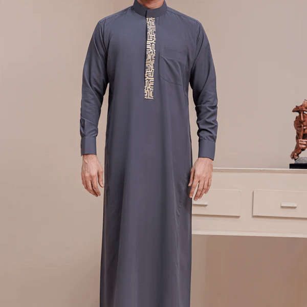 Grey With Golden Embroidery