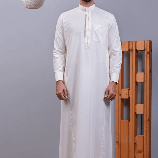 Cream Embroidered Thobe