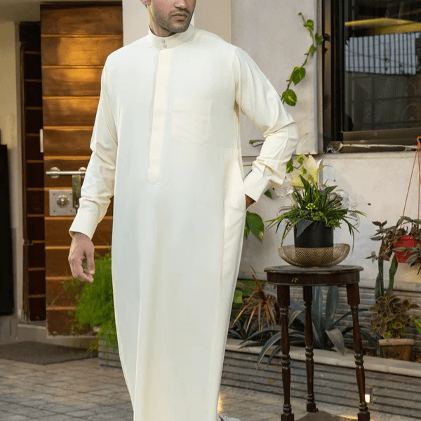 Plain Off White Saudi Thobes