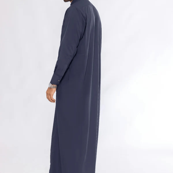 Plain Navy Blue Saudi Thobes - alternate